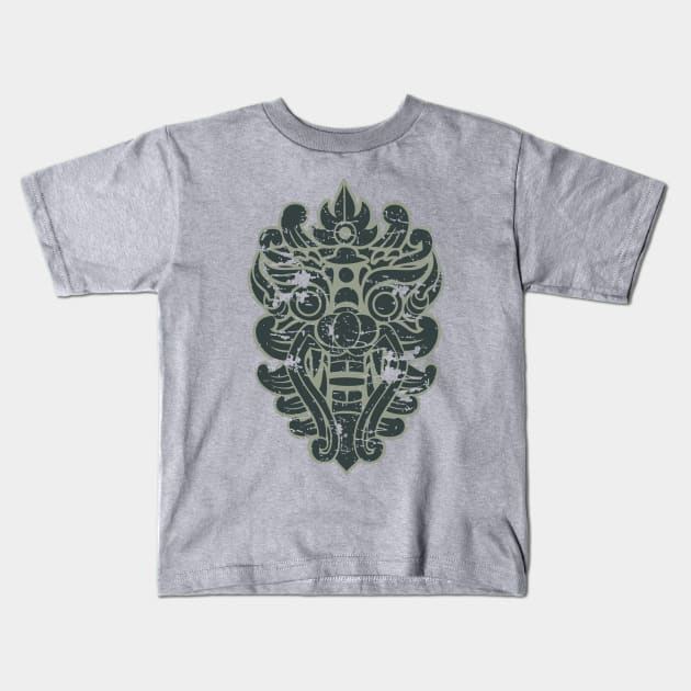 Aztec mask face #4: Barong, Balinese mask / The Beach movie Kids T-Shirt by GreekTavern